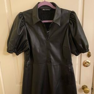 Black pleather zara dress never worn